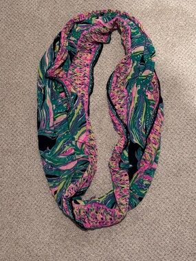 Lilly Pulitzer Pink, Green & Navy Printed Infinity Scarf